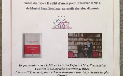 Vente du livre « Il suffit d’aimer pour préserver la vie » de Muriel Tran Ercolano à Niort pour les plus démunis